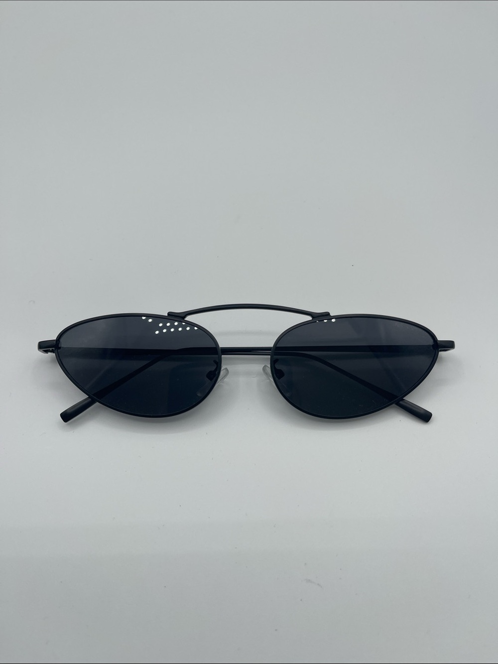 Bsreyeop Narrow Cat Eye Sunglasses Metal Frame Retro Y2K